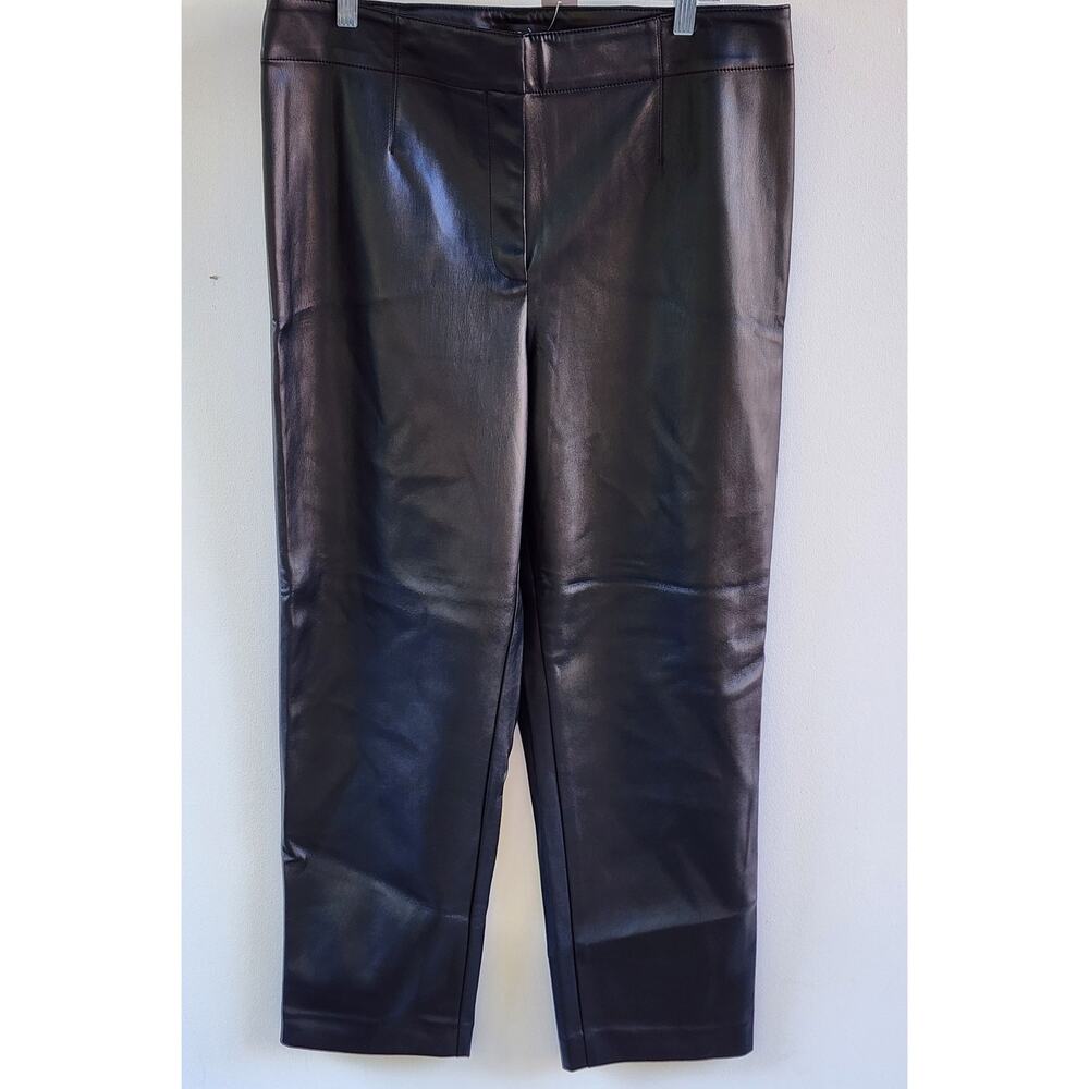 NWT Ann Taylor Vegan Leather Slim Pant Faux Leather Black Cropped Trousers Sz 14 - Picture 6 of 8